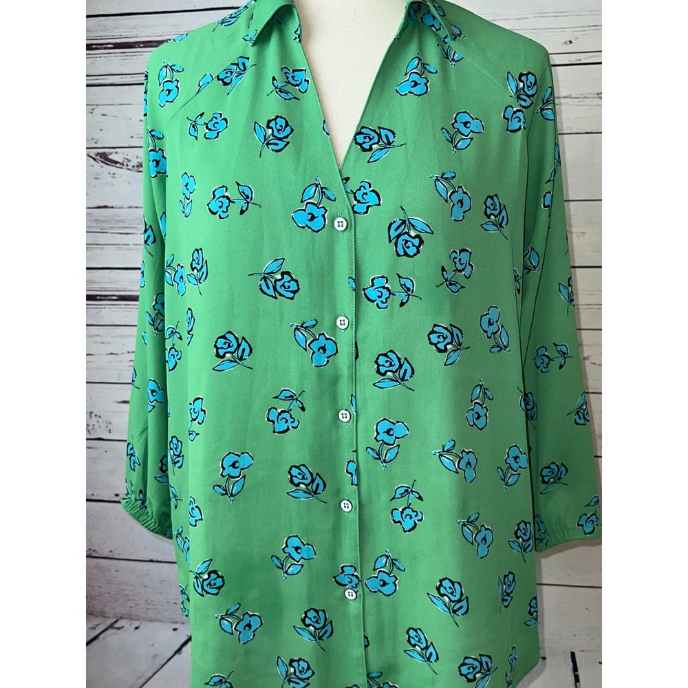 Cabi blouse Sketchbook Floral Go-to Top Small Shirt 5891 Green #5891 Long Sleeve - Picture 7 of 9